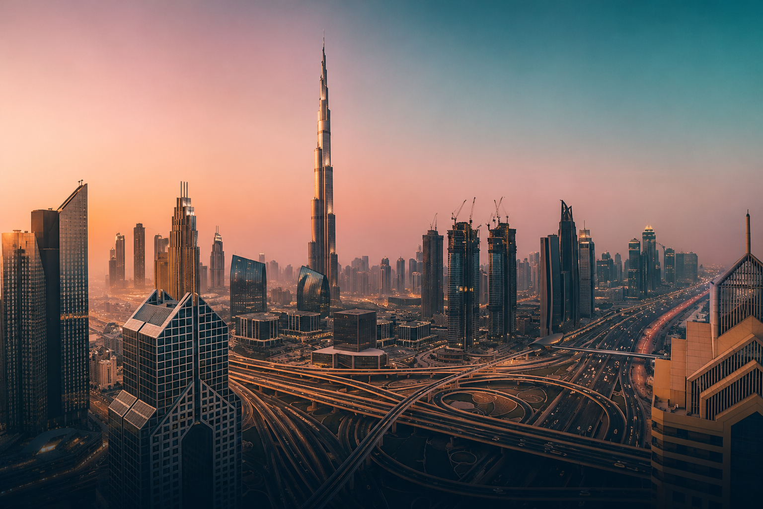 Dubai skyline at dusk